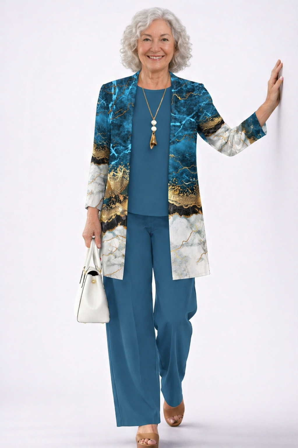 Blu e Oro Marmorizzato / 5XL