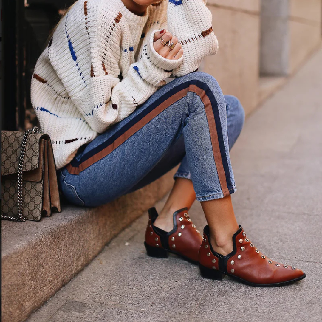 Chiara™ | Stivaletti boho chic da donna in camoscio/pelle con borchie